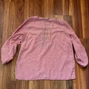 Michael Kors Red and White Boxy Button Down Blouse